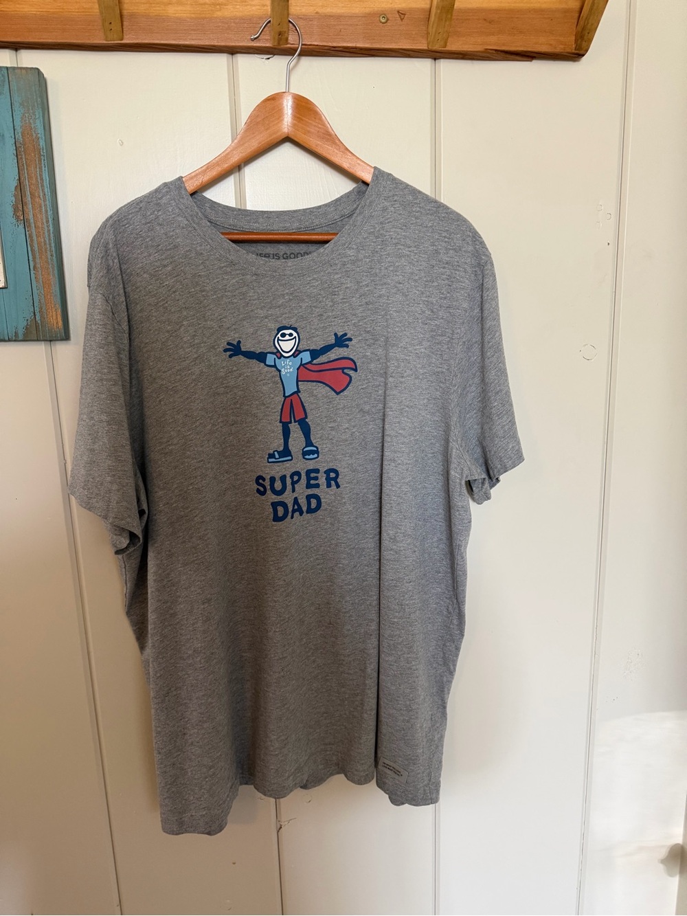 Life is Good Super Dad T-Shirt Men’s XXL Gray Graphic Tee 80/20